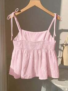 Camiseta de tirantes con lunares tejidos en blanco para mujer - Rosa 3 - Ver 7