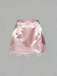 Falda casual de satén marrón con estampado floral retro francés elegante, nueva llegada chic de principios de primavera - Rosa - Ver 5