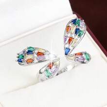 1pc Adjustable Butterfly Shaped Ring With Artificial Zirconia Stones, Fresh Countryside Style - Multicolor - View 13