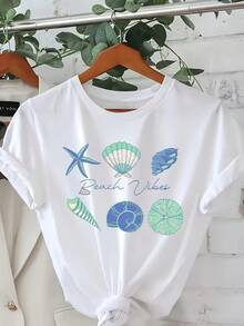 Camiseta de tela suave para mujer, casual, de manga corta, a la moda. - Blanco - Ver 7