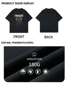 1 Piece Beautiful Women's Blouses Women's Blouses Women's Clothing Sets Caifanes 180G High Quality Black And White T-Shirt With Heart And Skull Print Basic Round Neck Loose Breathable Versatile Machine Washable Comfortable Size S ~ 3XL Daily Casual Sporty Essential For Summer. - 黑色 - 查看 6