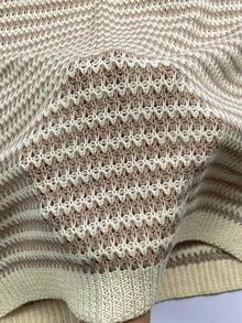 Vestido elegante de manga larga con cuello polo, ajuste delgado, a rayas con contraste de color, elegante y juvenil, para el verano - Multicolor - Ver 10