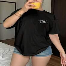 Women's Casual Cotton Short Sleeve Round Neck T-Shirt, Regular Fit Black Tee for Daily Outfits, High Stretch and Comfortable Summer Top - Negro - Ver 1