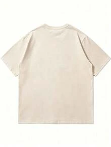 1pc Casual Men's Short Sleeve T-Shirt, Versatile Sweater, Round Neck T-Shirt, Men's Top, 100% Cotton - 杏 - 查看 3