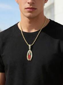 1 chiếc mặt dây chuyền Đức Mẹ Guadalupe mạ vàng 18K, dây thừng, phong cách hip hop, quà tặng cho người yêu thích trang sức tôn giáo, cầu nguyện, tốt nghiệp. - Đức Mẹ - Xem 2