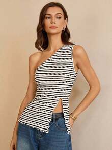 Top de tirantes con abertura en el hombro de unicolor casual, verano - Multicolor - Ver 3