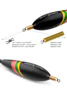 3pcs Copper Fishing Floats, Rock Fishing Floats, Visible Wooden Thick Tail Fishing Floats, Carp Fishing Rod Tackle - Multicolor - View 6