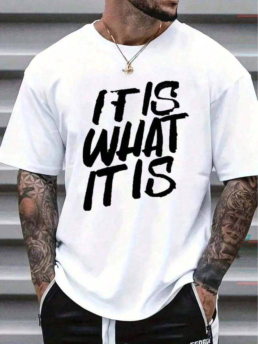 Camiseta suave 100% algodón para hombre, cuello redondo cómodo, manga corta de algodón casual, top suave y transpirable, ropa de hombre, camiseta para verano y primavera, moda urbana, tela de algodón, estampado de letras elegante 2026, camisas para hombre, ropa de hombre, camisetas gráficas, ropa de verano para hombre, camiseta de algodón transpirable, combina con todo. - Blanco - Ver 1