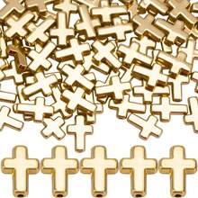 150PCS Golden Plated Acrylic Cross Beads, Hole Through Spacer Beads For DIY Jewelry Making - Multicolor - View 7