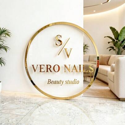 1pc Customized Round Gold Acrylic Mirror Signage - Studio And Hair Salon Signage, Suitable For Beauty, Hair And Eyelash Studios (Indoor Display) Commercial Studio Signage