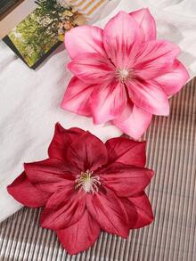 2入款紮染酒紅與淡粉色仿真花髮夾，復古浪漫法式風格半紮髮飾，適合海灘、派對、度假，髮爪髮夾 - 彩色 - 查看 2