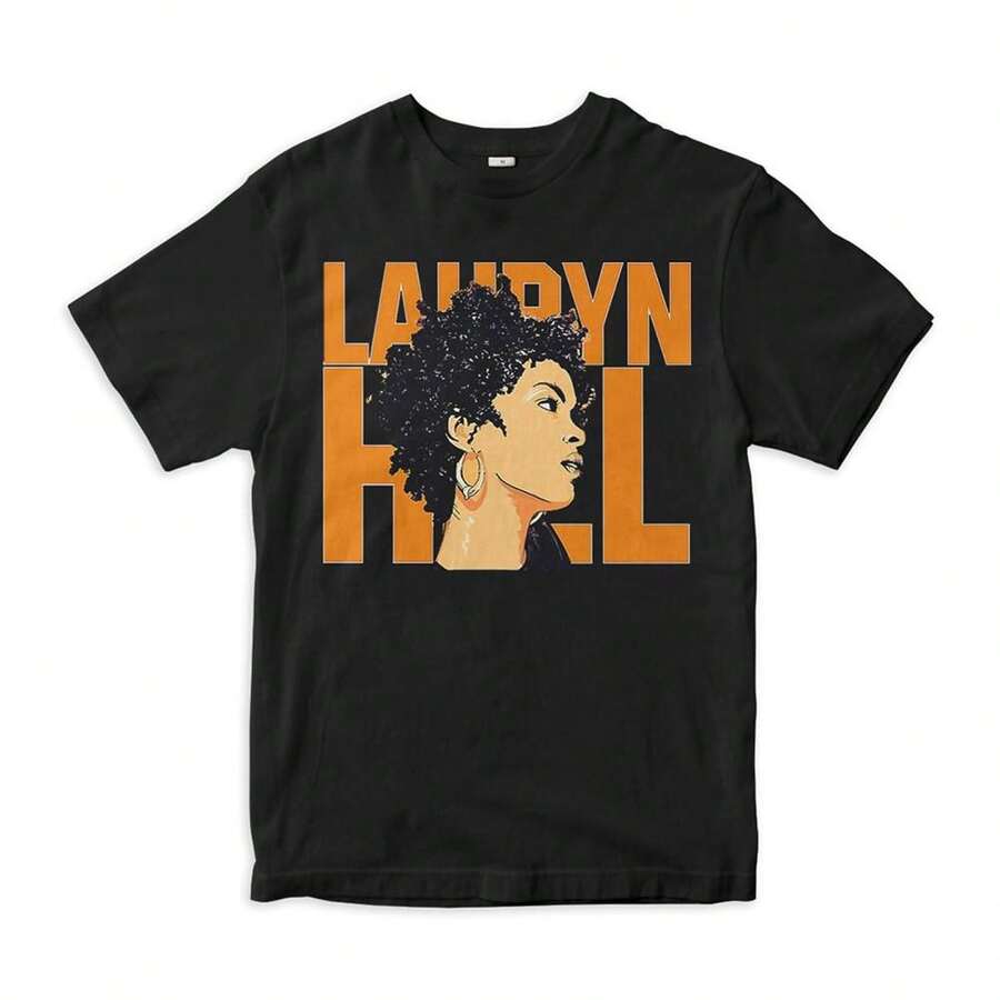 Camiseta Lauryn Hill, tallas para hombre y mujer LAU56121. Camiseta de manga corta de algodón puro de 220 g para hombre y mujer. Tejido grueso, resistente a las arrugas y que no se deforma fácilmente. Estilo sencillo y versátil, ligero y transpirable, perfecto para ir al trabajo, viajar, acampar, ir de compras y para el tiempo libre diario. - Negro - Ver 1