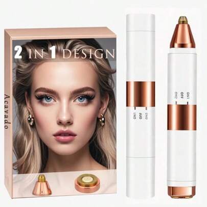 2-In-1 Dual Head Eyebrow Trimmer And Flawless Facial Hair Removal For Women, Painless And Gentle Facial Hair Remover For Brows, Chin, Upper Lip, Cheeks, Type-C Charging For Women