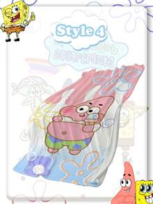 SpongeBob SquarePants 海绵宝宝海滩堡可爱卡通毯 - 系列 - 卡通空调毯 - 法兰绒午睡毯，印有多个角色图案（章鱼哥、螃蟹老大） - 柔软亲肤，保暖舒适 - 多款 - 查看 9