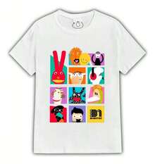 Vintage Playera 31 Minutos Personajes T-shirt Aesthetic Unisex 1Fashion   Cuello Redondo Algodón 100% Tejido Suave Manga Corta Transpirable y Fresca - Blanco - Ver 5