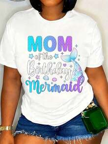 Camiseta de Mamá de la Sirena del Cumpleaños para Mujer - Camiseta Divertida y Colorida con Temática de Sirena para Celebraciones de Cumpleaños, Regalo Perfecto para la Mamá de la Celebrante - Blanco - Ver 1