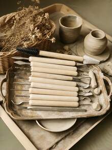 (1/3/4/6/11)Pcs Double-Ended Pottery Carving Tool Set, Wooden Handle, Stainless Steel Carving Head, Suitable For Pottery Shaping, Carving, Cleaning, Perfect For Beginners And Artists, Gift For Art Lovers - Clay Tools - View 6