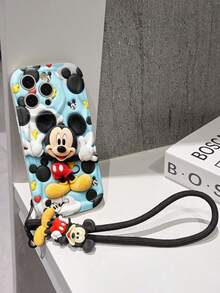 This Disney Mickey Mouse Lanyard Phone Case Is Fully Covered In TPU Material. It's Shockproof, Lightweight, And Compatible With IPhone17/16/11/13/15/15 Plus/15 Pro/15 Pro Max/12/14 Pro Max/11 Pro Max/12 Pro/12 Pro Max/13. This Phone Case Makes A Popular Birthday Gift Or Business Gift; It's Durable, Stain- And Fingerprint Resistant, And Suitable For Both Men And Women. The Set Also Includes A Mickey Mouse Phone Case And A Mickey Mouse Plush Bracelet. It's A Perfect Gift For Friends And Family. This Stylish Phone Case Is Fun, Lightweight, And Durable. IPhone17 Pro Max Phone Case, Minnie Mouse Phone Case. - White - View 3