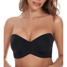 Strapless Bra For Women Plus Size Anti-Slip Multiway T-Shirt Bras With 1 Pairs Straps - 黑色 - 查看 1