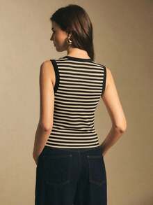 Camiseta de tirantes casual a rayas para mujer, de verano - Multicolor - Ver 2