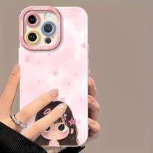 Funda para móvil con diseño de niña adorable, estrellas y flores. Compatible con fundas para móviles , Apple, VIVO, OPPO, , Transsion, ,  y Honor. Fabricada en TPU, ofrece protección contra golpes y caídas. Un regalo ideal para familiares y amigos. - Blanco - Ver 2