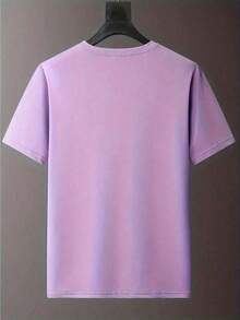 Women's Graphic T-Shirt, Short Sleeve, Round Neck, Basic, Comfortable, Cool, Lightweight, Modern, Youthful, Feminine, Floral Print, Lily, Leaves, 3D - 紫丁香 - 查看 2