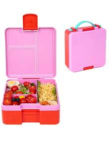 1 pieza Caja bento cuadrada de plástico con múltiples compartimentos, caja de almuerzo portátil, apta para microondas, reutilizable y fácil de limpiar, adecuada para frutas, verduras, preparación de comidas, viajes, campamentos, picnics, oficina, escuela - Multicolor - Ver 13