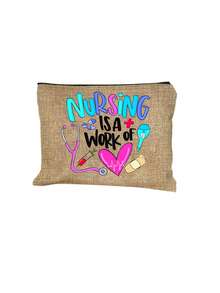 Caring Is A Labor Of Love - Tote Bag And Wristlet Set, This Canvas Tote Bag Features Stethoscope And Medical Elements, Making It The Perfect Gift For Nurses, Nursing Students, Doctors, And Healthcare Professionals. The Large Capacity Tote Bag Has A Sturdy Handle, Suitable For Work, Clinic, Hospital, And Travel Use. - Multicolor - View 12