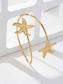 Fashion Casual Starfish Arm Cuff Bracelet, Suitable For Beach Vacation Women's Accessory, European And American Style Long Arm Chain, Star-Shaped Arm Cuff, High-End Exquisite Bracelet Accessory, Multi-Functional Open Arm Cuff, Suitable For Beach Vacation, Birthday Party, Gift For Friends And Family - Multicolor - View 3