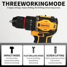 SuperPan 20V Brushless Cordless Drill Driver, 60N.M High Torque, 25+1 Clutch, 2-Speed Electric Screwdriver For Home DIY & Repairs,Bare Tool - Yellow - View 3