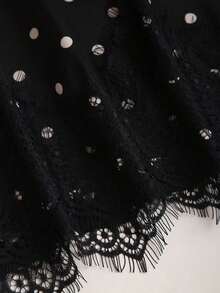 Falda casual de satén marrón con estampado floral retro francés elegante, nueva llegada chic de principios de primavera - Negro - Ver 3