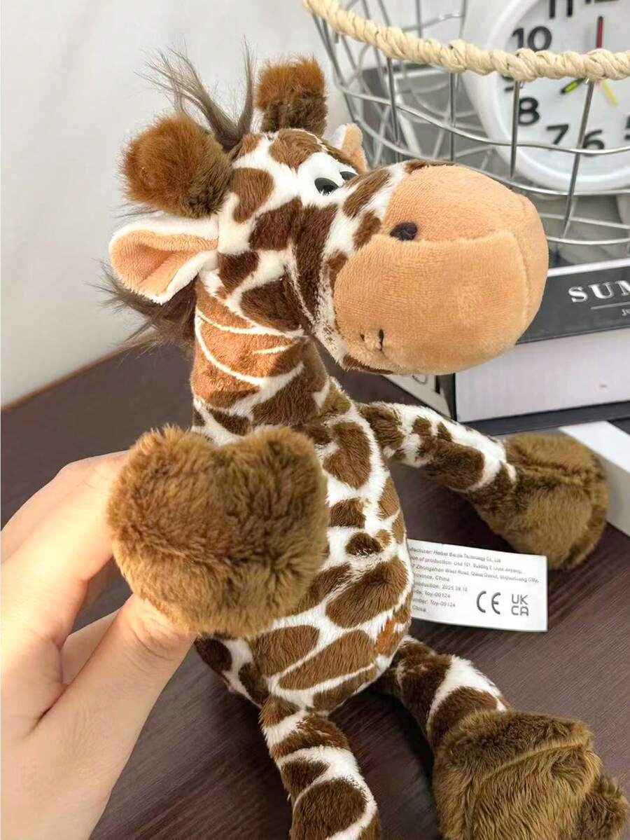 28cm/11.02in 可愛長頸鹿絨毛娃娃，柔軟填充叢林動物絨毛娃娃，適合兒童和動物愛好者的完美生日與聖誕禮物 - 棕色 - 查看 1