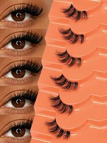 MAANGE 7 Pairs Half Eye Cat Eye False Eyelashes, Short Soft 3D Faux Mink False Eyelashes, Enlarging Eyes, Extending Eye Tails, Transparent Band Eye Tail Extension Type Eyelashes, Natural Effect, Flared Eyelashes, Enlarging Eyes, False Eyelash Strips, False Eyelashes, Strip Type False Eyelashes - Half Eyelashes - View 6