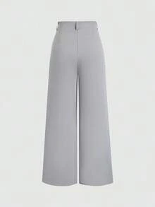 Women's Elegant Vintage Jacquard Print Pleated Wide-Leg Trousers, Autumn/Winter - 淺灰色 - 查看 2