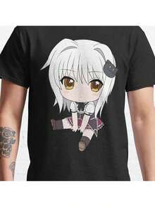 Camiseta Unisex de Anime - Camiseta Suave de Manga Corta con Estampado de Orejas de Koneko, Tallas S-3XL, Adecuada para Uso Diario y Conveniones - Camiseta Casual Estilo Cómic, Tallas Grandes playeras de hombre playeras oversize de mujer y2k camisa de mujer camisa blusa casual mujer blusa elegante mujer ofertas - Negro - Ver 6