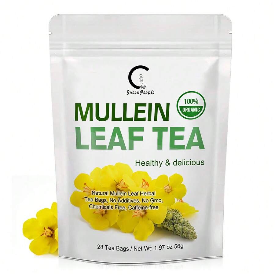 LUKAREE Mullein Tea For Lung Support & Healthy Breathing, Delightful Mild Flavor & Refreshing Aftertaste, 28 Tea Bags Rich In Antioxidants For Natural Mucus Detox & Relaxation. - 1 Pack (28 Bags) - View 1