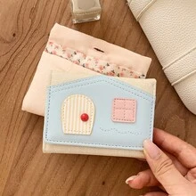 Colorful House Design Wallet, Korean Fashion Niche Brand Women's Tri-Fold Wallet - Multicolor - View 6