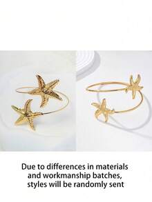 Fashion Casual Starfish Arm Cuff Bracelet, Suitable For Beach Vacation Women's Accessory, European And American Style Long Arm Chain, Star-Shaped Arm Cuff, High-End Exquisite Bracelet Accessory, Multi-Functional Open Arm Cuff, Suitable For Beach Vacation, Birthday Party, Gift For Friends And Family - Multicolor - View 8