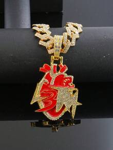 Bộ 1 món đồ trang sức phong cách Hiphop gồm mặt dây chuyền hình chó Bulldog, dây chuyền hình thoi kiểu , dây đeo đồng hồ màu đỏ dành cho nam, phụ kiện thời trang cá tính dành cho nam giới. - Đỏ - Xem 7