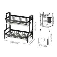 3-Tier Black Dish Rack Set With Drip Tray - Carbon Steel Kitchen Storage Rack For Holding Cutlery, Knives, Cutting Boards And Chopsticks - Perfect For Countertop Storage - Multicolor - View 10