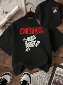 Figura mitológica inspirada en arte prehispánico que simboliza energía vital transformación y conexión con la tierra reflejando un espíritu libre y atemporal camiseta de mujer doble cara estampado moderno casual - Negro - Ver 8