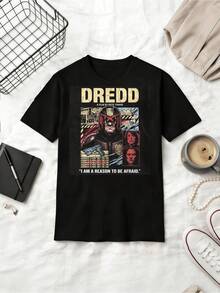 Dredd 2012 Movie Poster T-Shirt  Karl Urban Judge Dredd Mega City One Graphic Tee - Black - View 1
