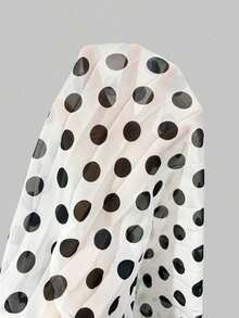 Vestido maxi plisado con estampado de lunares francés para mujer, adecuado para vacaciones de primavera/verano en la playa - Blanco - Ver 7