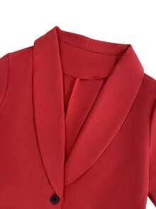 Chaqueta de blazer ajustada de manga larga y sexy para mujer, conjunto verde, chaqueta de traje para mujer, blazer verde para mujer, blusas sociales, ropa de oficina para mujer, ropa de negocios profesional, abrigo de invierno para mujer verde - Rojo - Ver 3