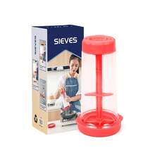 Taza tamizadora de harina giratoria, mezclador de harina semiautomático de mano, herramientas para hornear en el hogar, tamiz de harina de plástico, utensilio de cocina - Rojo - Ver 3