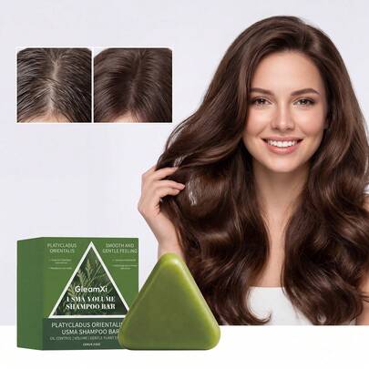 Jabón perfumado para el cabello, Serie Volumizante Usma, con extracto de cedro, champú sólido portátil de viaje, calmante para el cuero cabelludo, elimina residuos, nutre las raíces, fortalece el cabello, fórmula de control de grasa, fórmula suave a base de plantas, cuidado capilar esencial diario