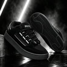 Men's RUVO Skater Tesla Sneakers, Non-Slip, Comfortable, Basic Casual, School Shoes, All Seasons - 黑色 黑色 紅色 - 查看 2