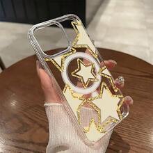 Funda para teléfono: 1 funda para teléfono con purpurina y estrellas, adecuada para Apple  11 12 13 14 15 16 17 Pro Max/Plus/Air. Funda magnética transparente para teléfono móvil, moderna, divertida, linda y a la moda, se puede regalar a amigos. - transparente - Ver 8