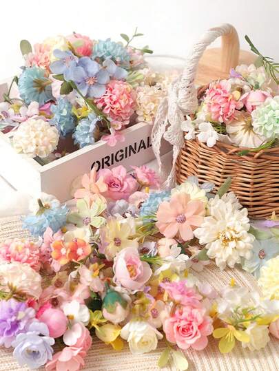 50pcs Artificial Spring & Summer Mixed Flower Heads, Faux Rose DIY Bouquet Set, Artificial Wedding Bouquet Set. Suitable For Wedding Floral Arrangement, Bridal Bouquet Decor, Tabletop And Desk Decoration, Scene Decor. Ready-To-Use, Also An Ideal Choice For Main Wedding Flowers, Tabletop Decor, Indoor And Outdoor Floral Arrangement, Suitable For All Seasons.