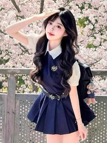 Navy Blue Dress (with Belt) * 8104
